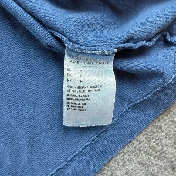 American Eagle Long Sleeve T-Shirt Women Medium Blue Super Soft Logo Graphic - Picture 6 of 7